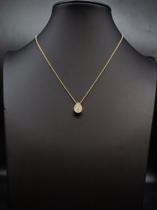 14k Solid Gold Natural Diamond Drop Necklace, 14K Gold Diamond Necklace , 14K Solid Gold Drop Necklace, 14k Real Diamond Women Necklace