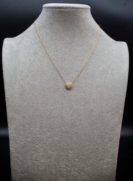 14k Solid Gold Natural Diamond Heart Necklace, 14K Gold Diamond Necklace , 14K Solid Gold Heart Necklace, 14k Real Diamond Women Necklace