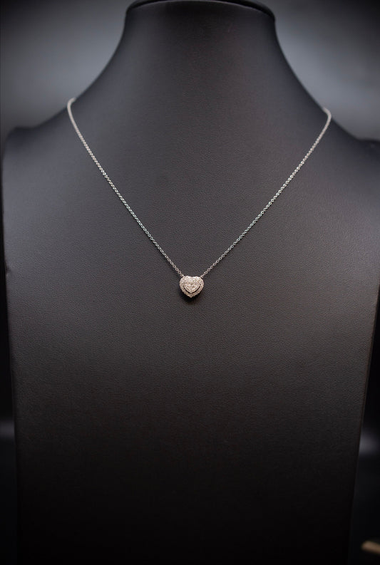 14k Solid Gold Natural Diamond Heart Necklace, 14K Gold Diamond Necklace , 14K Solid Gold Heart Necklace, 14k Real Diamond Women Necklace