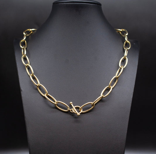 14k Real Solid  Gold Oval Link Chain, 14k Gold 12mm Oval Link Necklace and Bracelet, 14k Yellow Gold Chunky Link Chain, 14k Oval Link Chain