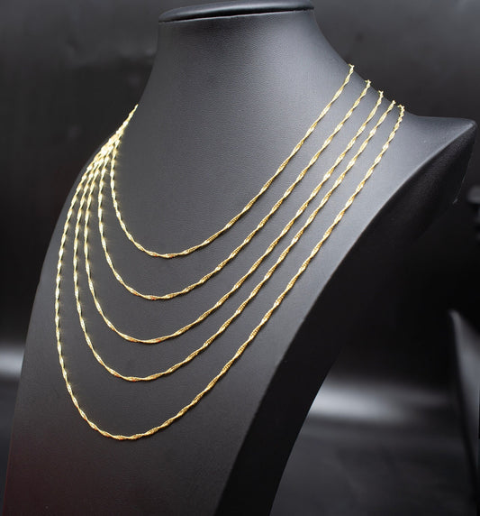 14K Real Solid Gold Diamond Cut Singapore Chain,  14K Yellow Gold Singapore Necklace , 14K 1.8mm Singapore Chain ,Real Gold Women Necklace