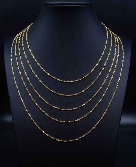 14K Real Solid Gold Diamond Cut Singapore Chain,  14K Yellow Gold Singapore Necklace , 14K 1.8mm Singapore Chain ,Real Gold Women Necklace