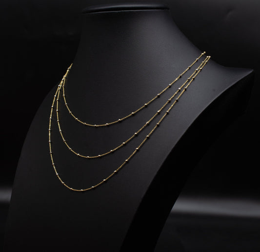 14K SOLID Gold Diamond Cut Moon Cable Chain Necklace, 14K Diamond Cut Bead Ball Chain,14K Diamond Cut Cable Chain, 14K Pendant Chain