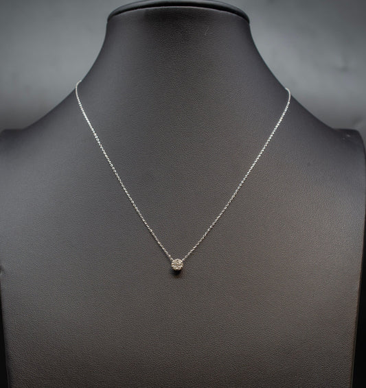 14k Solid Gold Natural Diamond Necklace, 14K Gold Circle Diamond Necklace , 14K White Gold Point Diamond Necklace, 14k Real Diamond Necklace