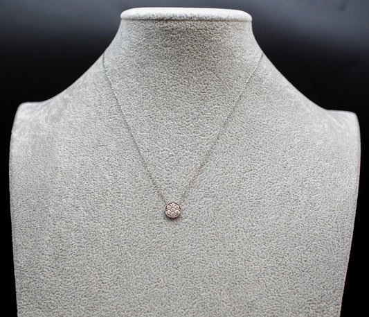14k Solid Gold Natural Diamond Necklace, 14K Gold Circle Diamond Necklace , 14K White Gold Point Diamond Necklace, 14k Real Diamond Necklace