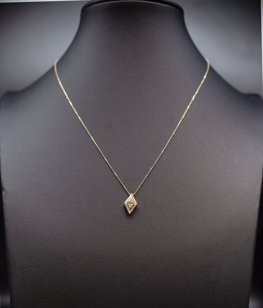 14k Solid Gold Natural Diamond Shape Diamond Necklace, 14K Gold Diamond Necklace , 14K Gold Diamond Necklace, 14k Real Diamond Necklace