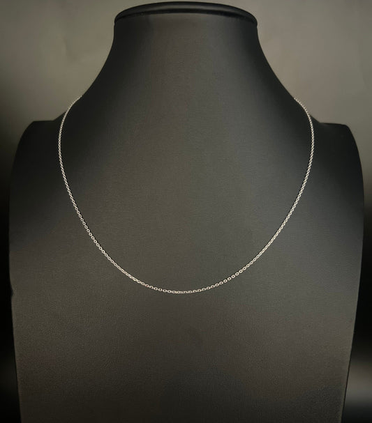 14K SOLID White Gold Cable Chain Necklace, 14k White Gold Rolo Chain ,14k Men and Women Rolo Chain, Real 14k Solid Gold Adjustable Necklace