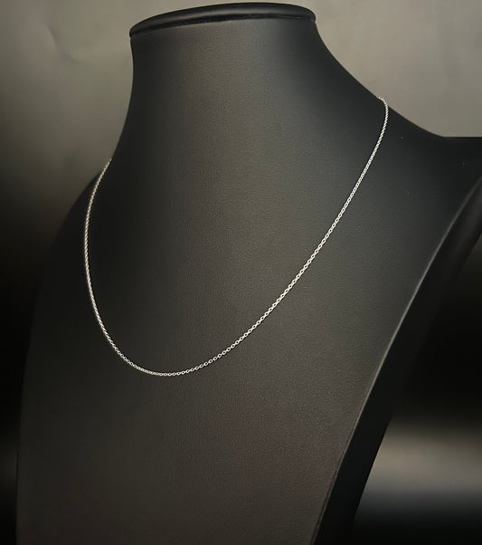 14K SOLID White Gold Cable Chain Necklace, 14k White Gold Rolo Chain ,14k Men and Women Rolo Chain, Real 14k Solid Gold Adjustable Necklace