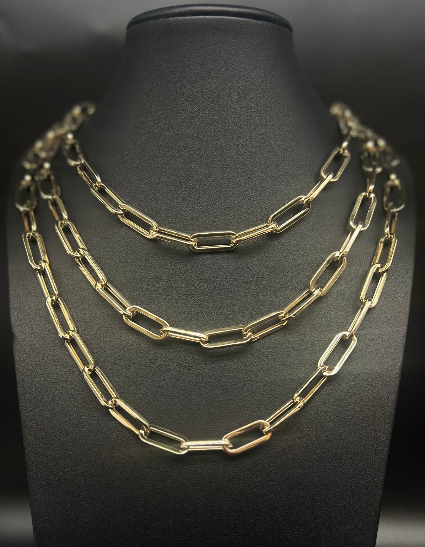 14K Gold Heavy Paperclip Chain Necklace, Real Yellow Gold Chunky Paperclip Chain, 9mm Gold Link Necklace, Men Women Jewelry