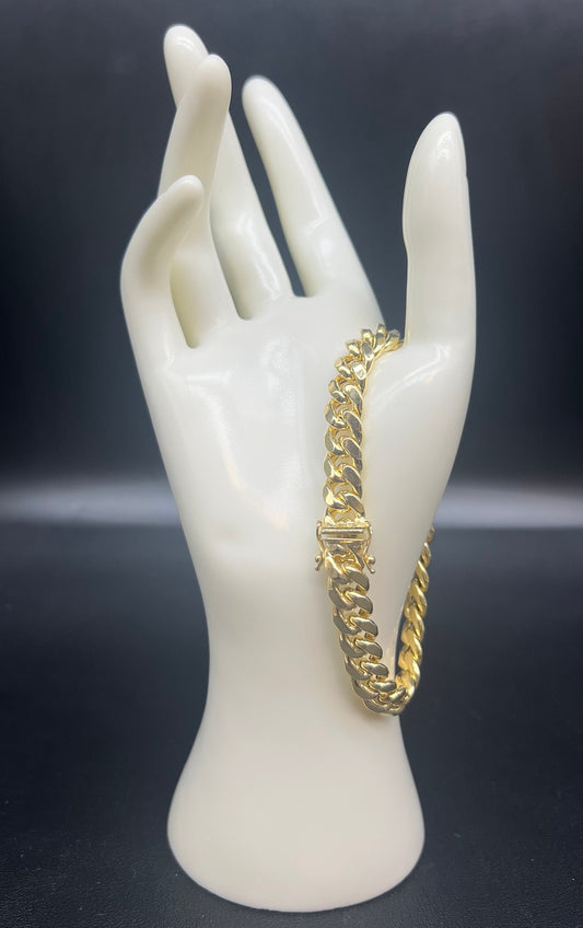 14k Gold Miami Cuban Bracelet, Real 14K Yellow Gold Miami Cuban Chain Bracelet, Men and Women Bracelet, 14k Gold Bracelet, 14k Gold Miami