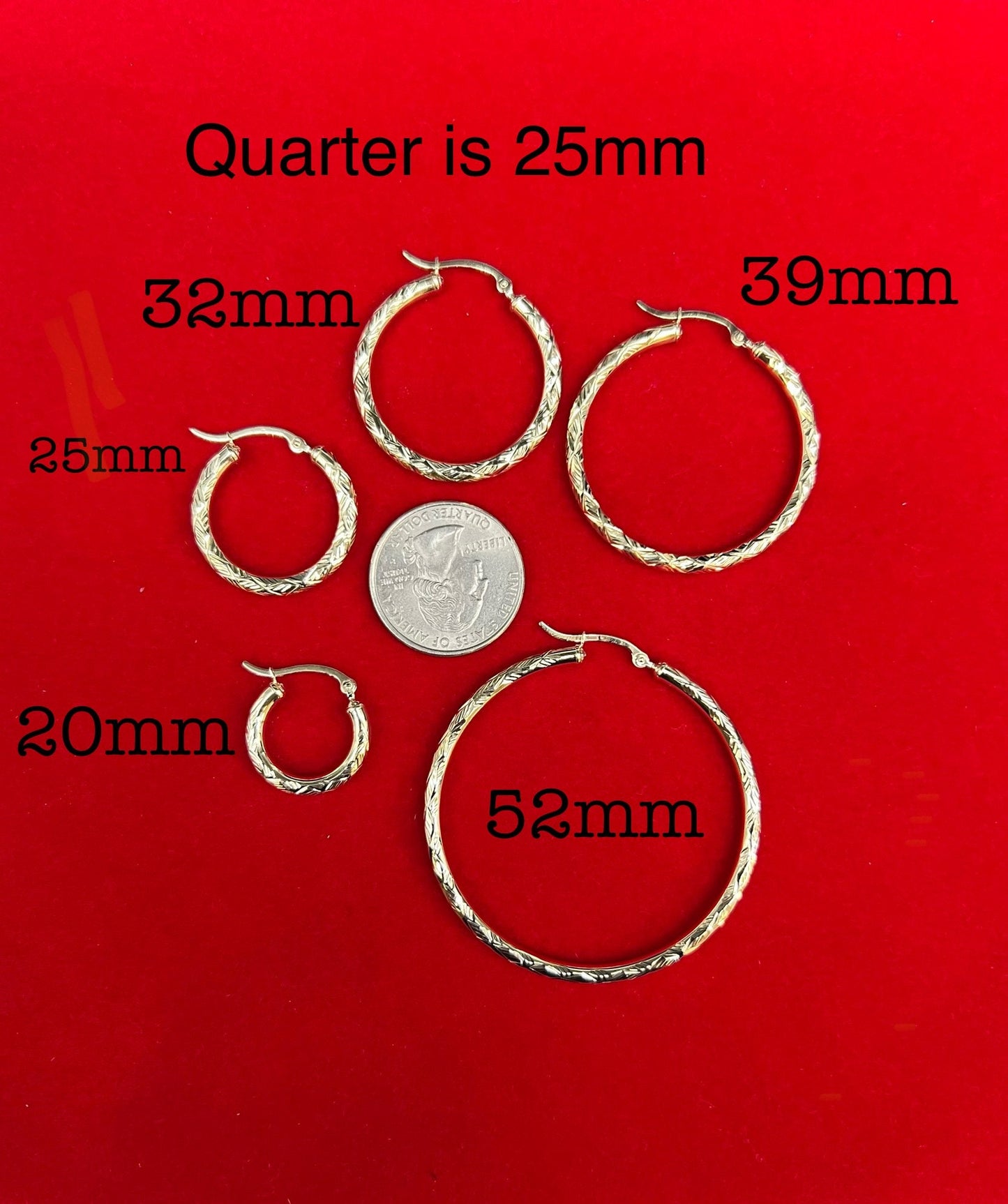 10k Real Yellow Gold Diamond Cut  Hoop Earrings, 3mm  Thickness, Shinny Gold Hoop Earrings,Mother's Day Gift