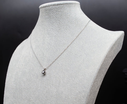 14k Solid Gold Natural  Black Diamond Pendant, 14K Solid Gold 0.1 - 1.6 Carat Natural Diamond Necklace with 14K Solid White Gold Cable Chain