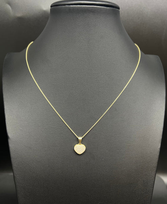 14k Real Gold Heart Pendants Necklace, with 14k Solid Gold 1mm Cable Chain, 14k Solid Gold Heart Pendant, 14k Solid Gold Heart Necklace