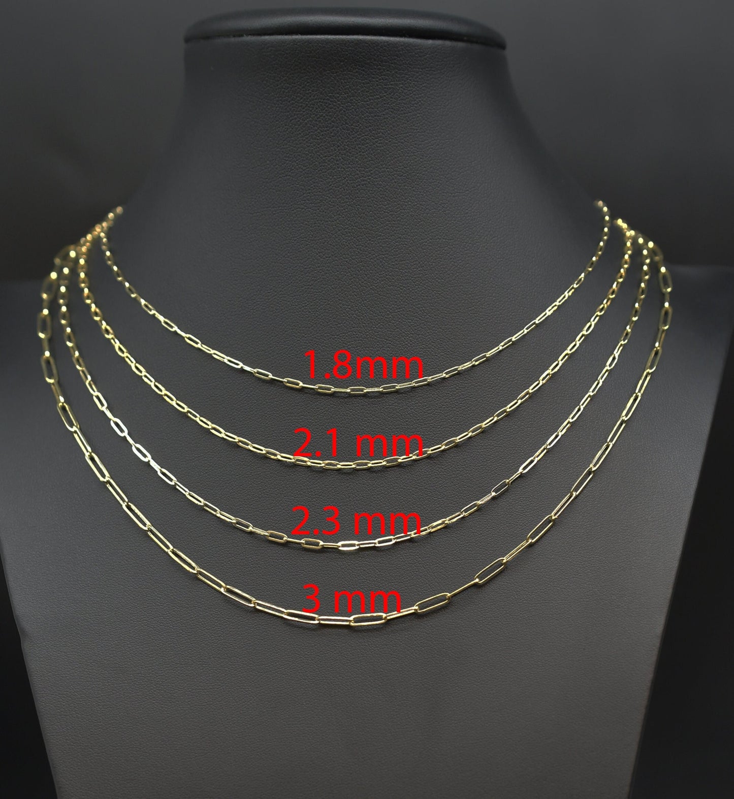 14k Yellow Gold Fancy Paperclip Chain, 14k Gold Paperclip Bracelet, 14k Real Gold Paperclips Necklace, 14k Gold 1.8mm-5.8mm Women Chain