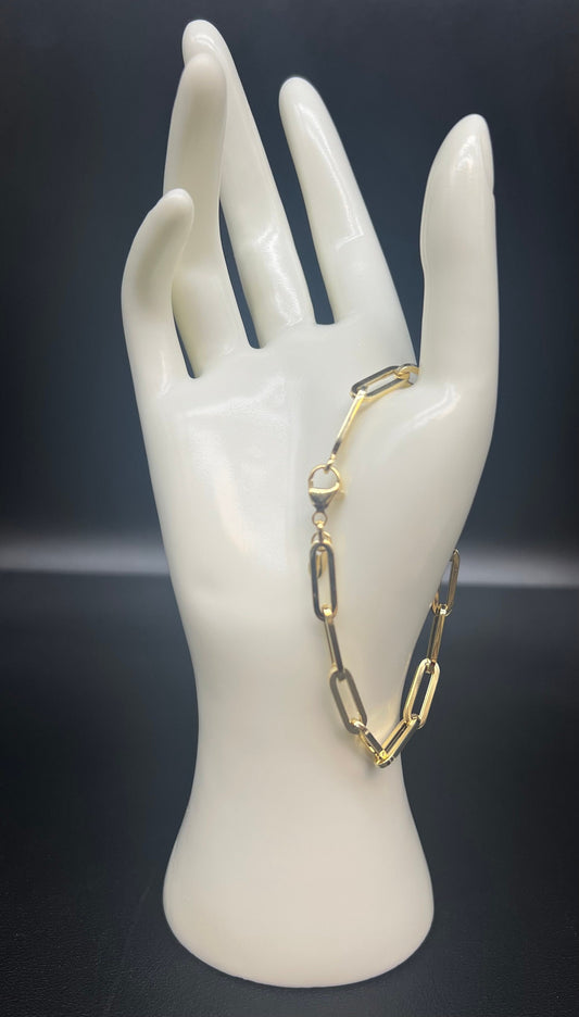 Real 14k Gold Paperclip Chain Bracelet, 14k Gold Paperclips Bracelet, Women and Men Bracelet, 14k Yellow Gold, 14k Gold Heavy Paperclips