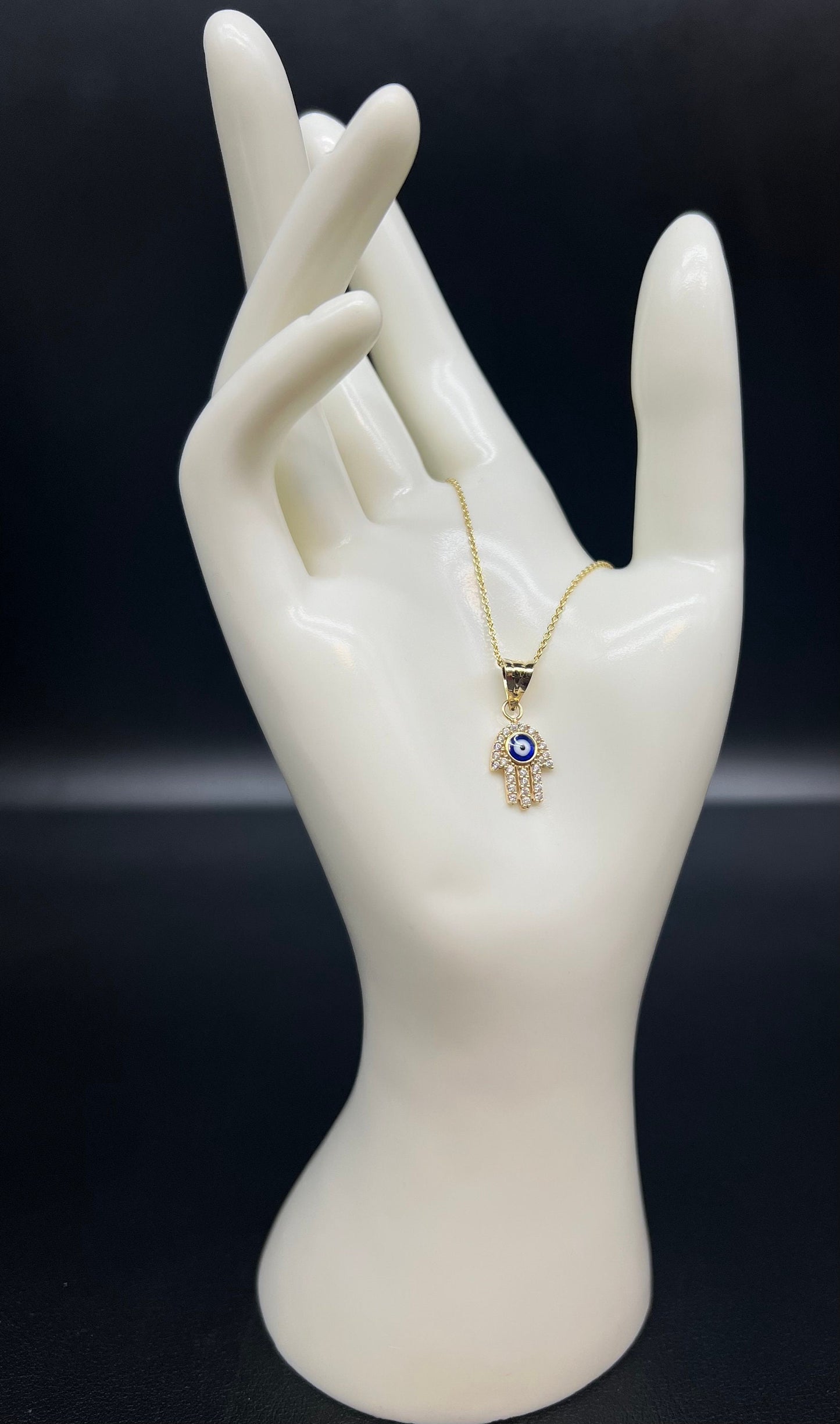14k Real Gold Evil Eye Pendants Necklace, with 14k Solid Gold 1mm Cable  Chain, Evil Eye Hamsa Hand Charm,Fatima Hand Pendant, Evil Eyes