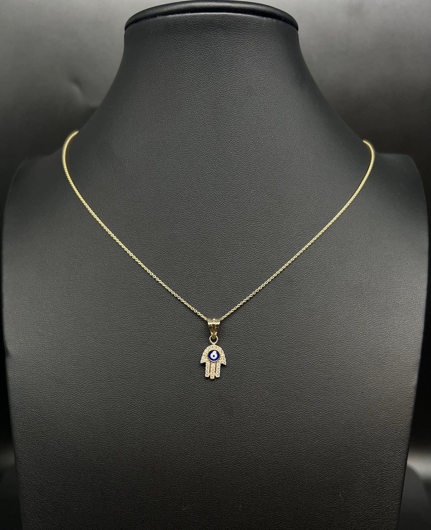 14k Real Gold Evil Eye Pendants Necklace, with 14k Solid Gold 1mm Cable  Chain, Evil Eye Hamsa Hand Charm,Fatima Hand Pendant, Evil Eyes