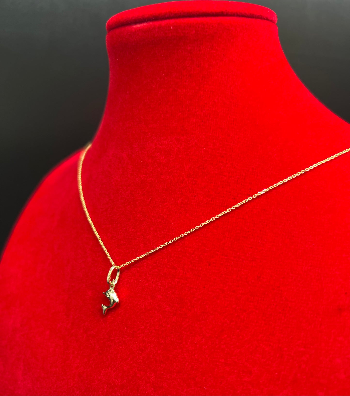 14k Real Gold Dolphin Pendant Necklace, with 14k Solid Gold 1mm Cable  Chain, Dolphin Charm, Dolphin Pendant, Real Gold Dolphin Pendant