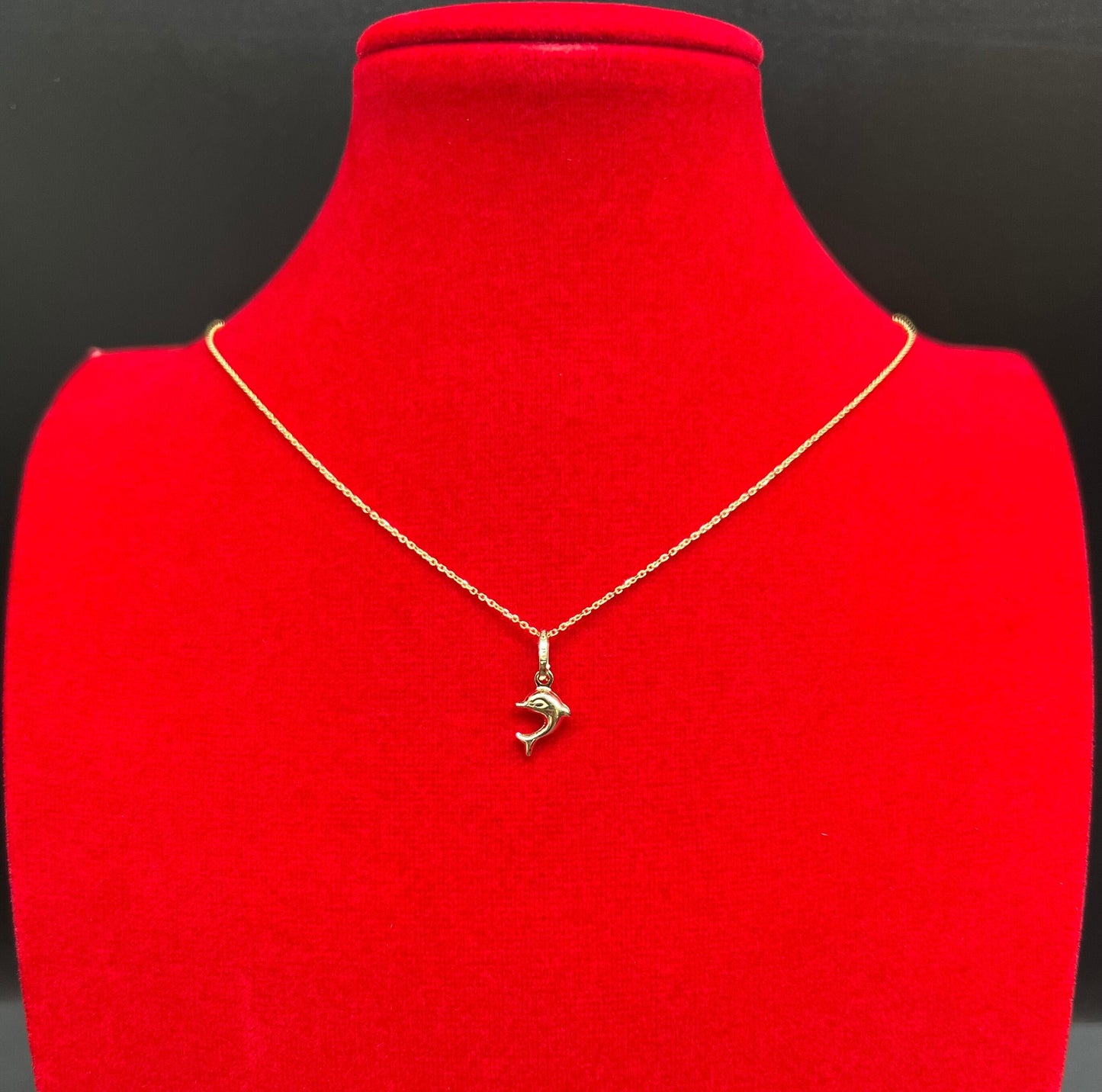 14k Real Gold Dolphin Pendant Necklace, with 14k Solid Gold 1mm Cable  Chain, Dolphin Charm, Dolphin Pendant, Real Gold Dolphin Pendant