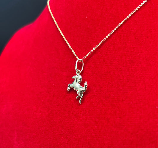 14k Real Gold Unicorn Pendant Necklace, with 14k Solid Gold 1mm Cable  Chain, Horse Charm, Unicorn Pendant, Real Gold Horse Pendant