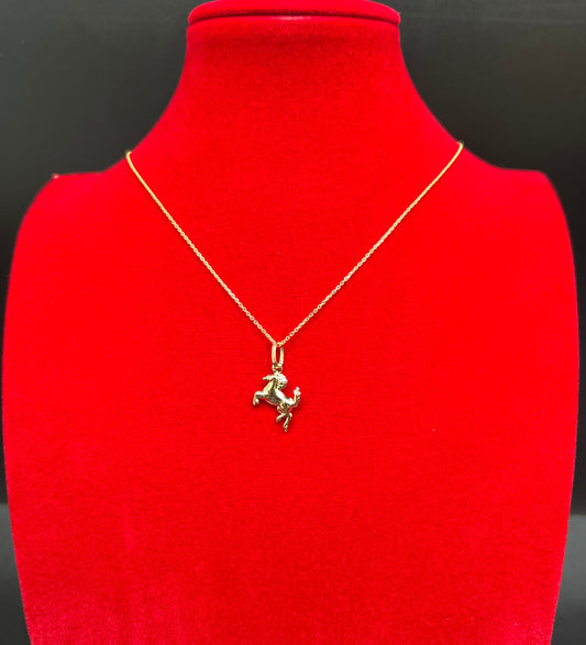 14k Real Gold Unicorn Pendant Necklace, with 14k Solid Gold 1mm Cable  Chain, Horse Charm, Unicorn Pendant, Real Gold Horse Pendant