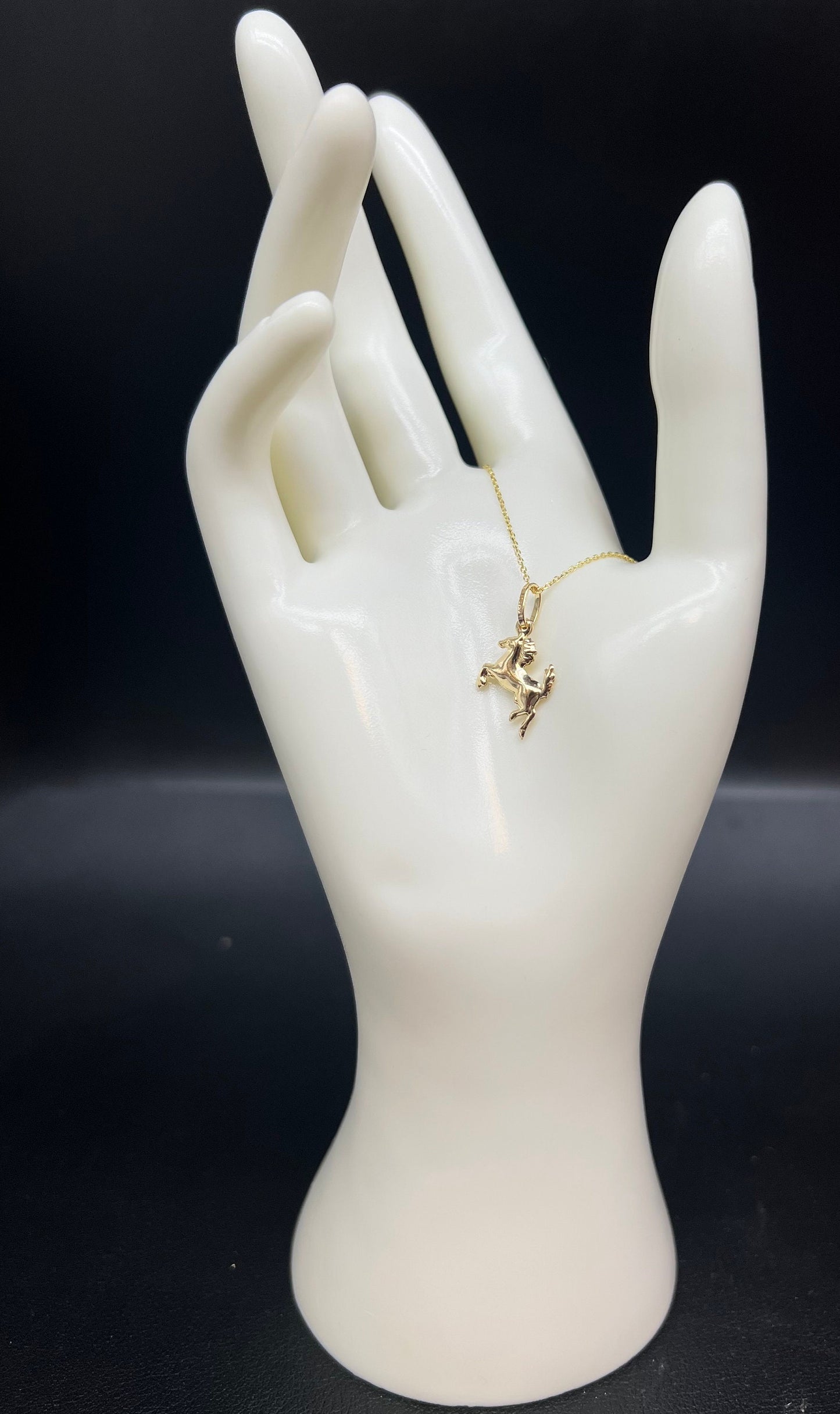 14K Solid Gold Unicorn Necklace, Real Gold Horse Pendant Necklace, 1mm Cable Chain, Unicorn Charm Necklace, Dainty Gold Necklace for Women