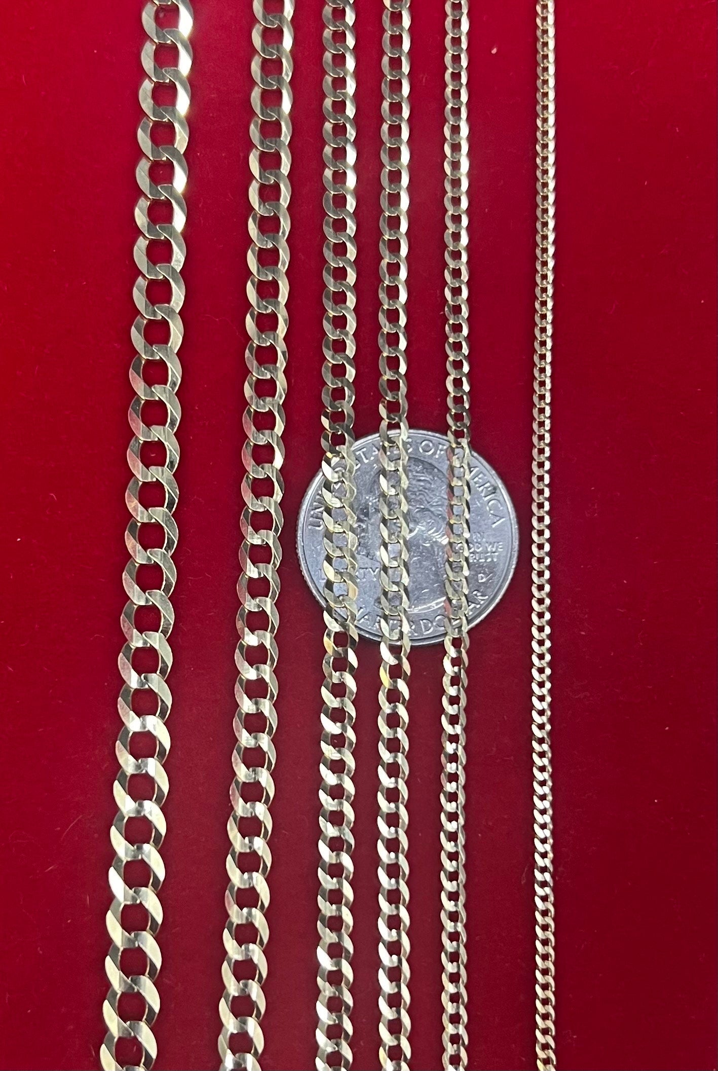 10K Real SOLID Gold Cuban Curb Link Chain, 2mm-5.8mm SOLID Cuban Curb Chain,10K SOLID Gold Chain Necklace Man and Woman,10K Heavy Chain