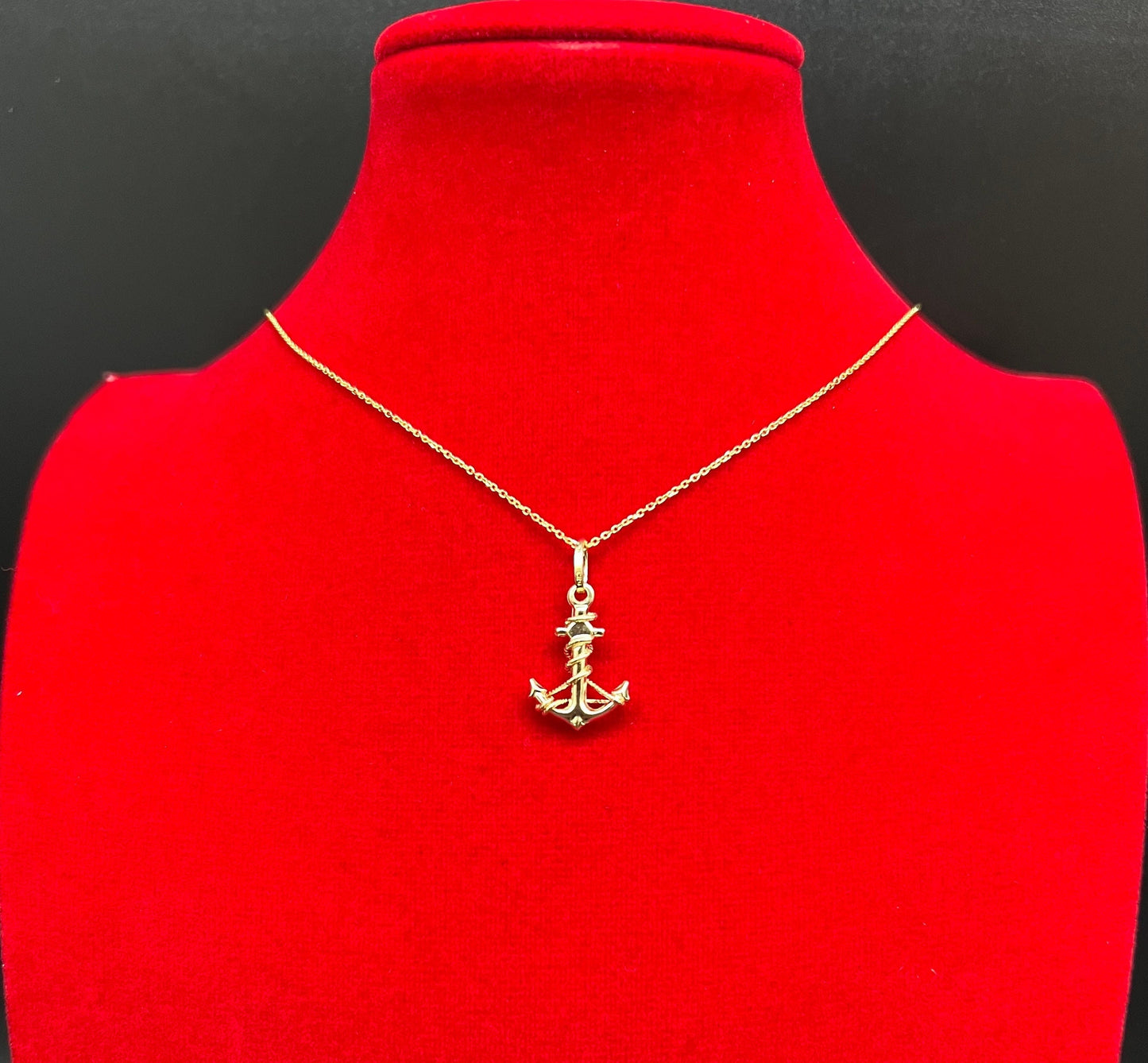 14k Real Gold Anchor Pendant Necklace, with 14k Solid Gold 1mm Cable  Chain, Gold Anchor Charm, Anchor Pendant, Real Gold Anchor Pendant