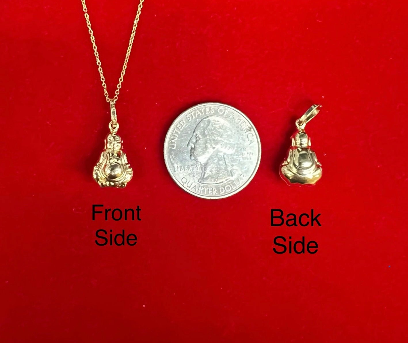 14k Real Gold Buddha Pendant Necklace, with 14k Solid Gold 1mm Cable  Chain, Gold Buddha Charm, Buddha Pendant, Real Gold buddha Pendant