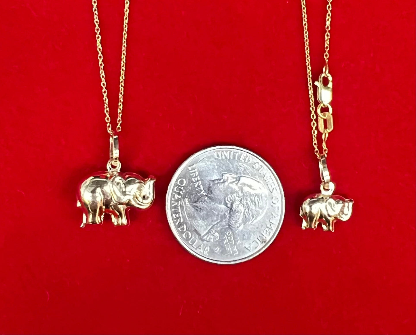 14k Real Gold Elephant Pendant Necklace, with 14k Solid Gold 1mm Cable  Chain, Gold Elephant Charm, Elephant Pendant, Gold Elephant Pendant