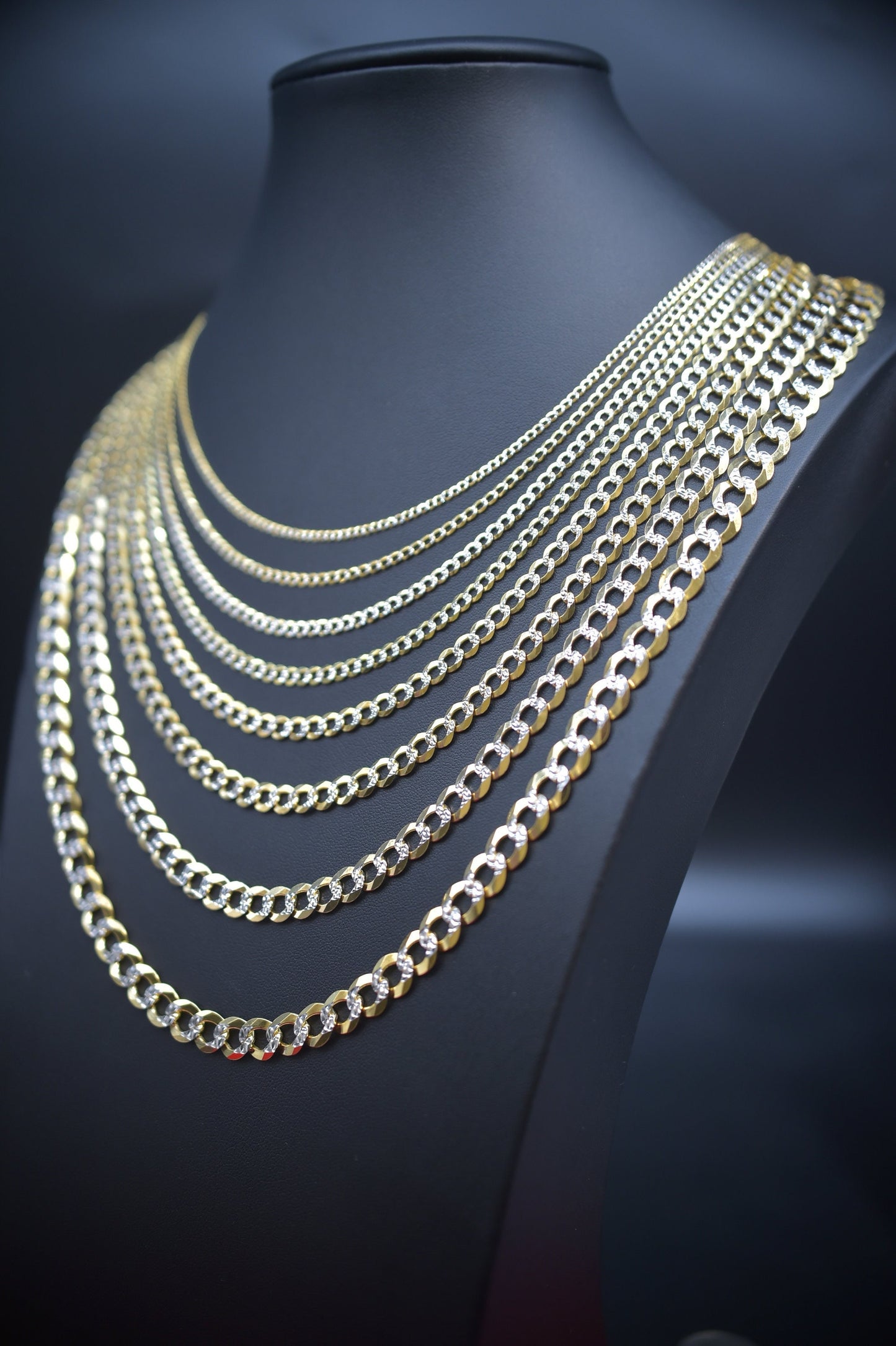 10K SOLID Gold Pave Cuban Link Chain, Two Tone Cuban Curb Necklace, Heavy SOLID Gold Chain, Men Women Cuban Necklace, 10k Real Gold Cuban