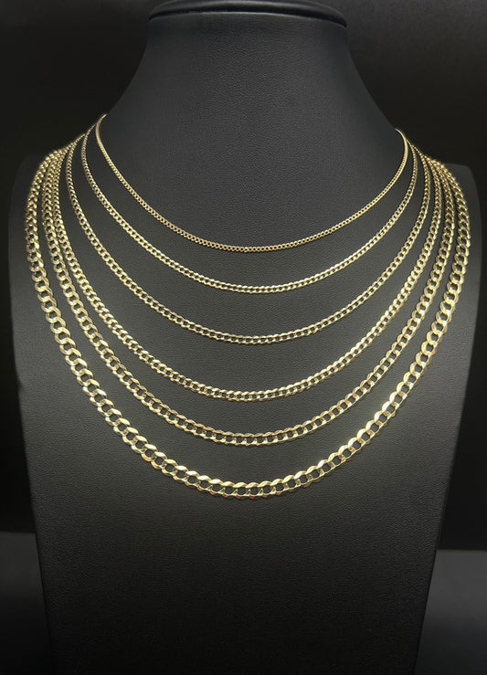10K Real SOLID Gold Cuban Curb Link Chain, 2mm-5.8mm SOLID Cuban Curb Chain,10K SOLID Gold Chain Necklace Man and Woman,10K Heavy Chain