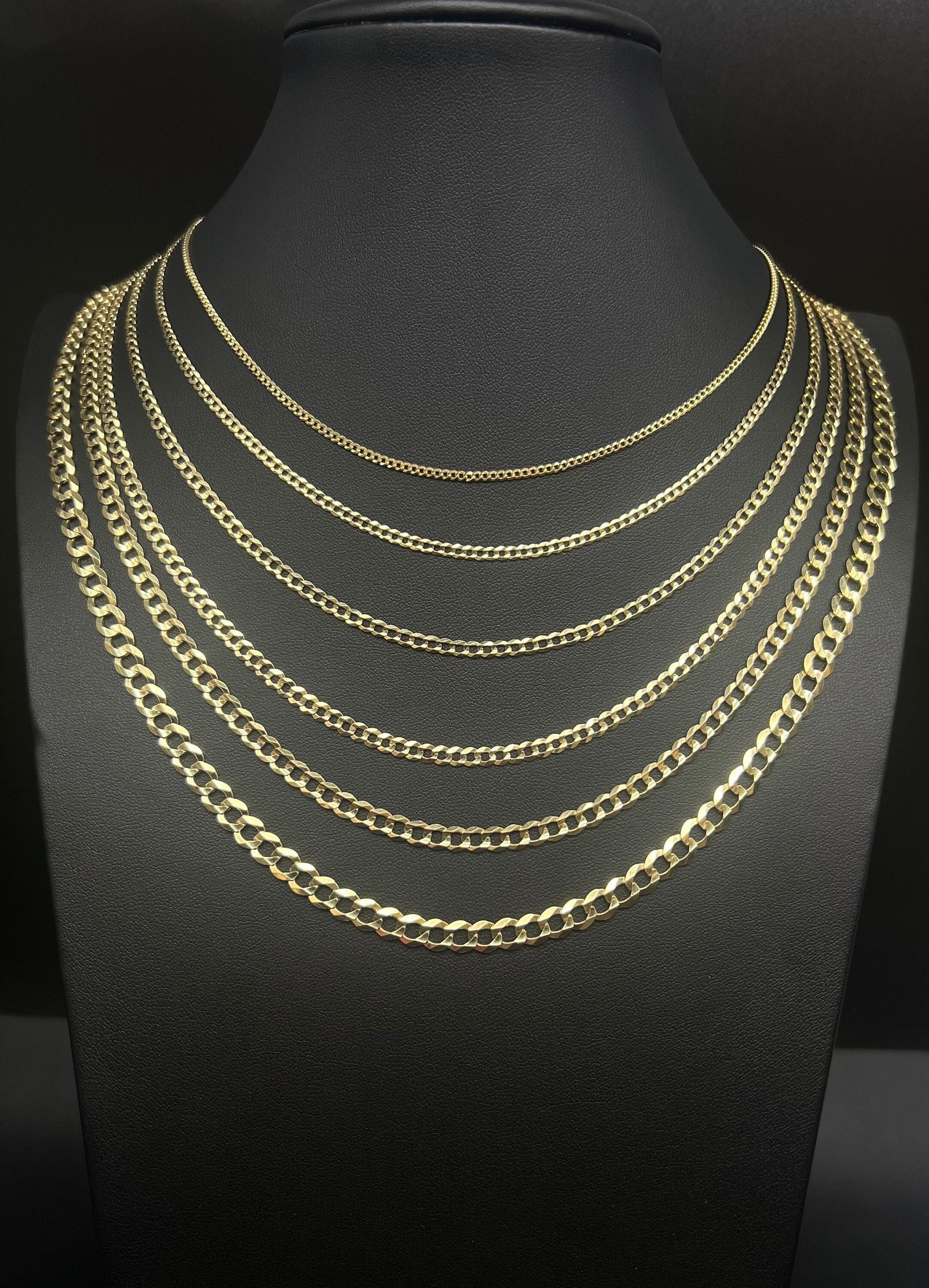 10K Real SOLID Gold Cuban Curb Link Chain, 2mm-5.8mm SOLID Cuban Curb Chain,10K SOLID Gold Chain Necklace Man and Woman,10K Heavy Chain