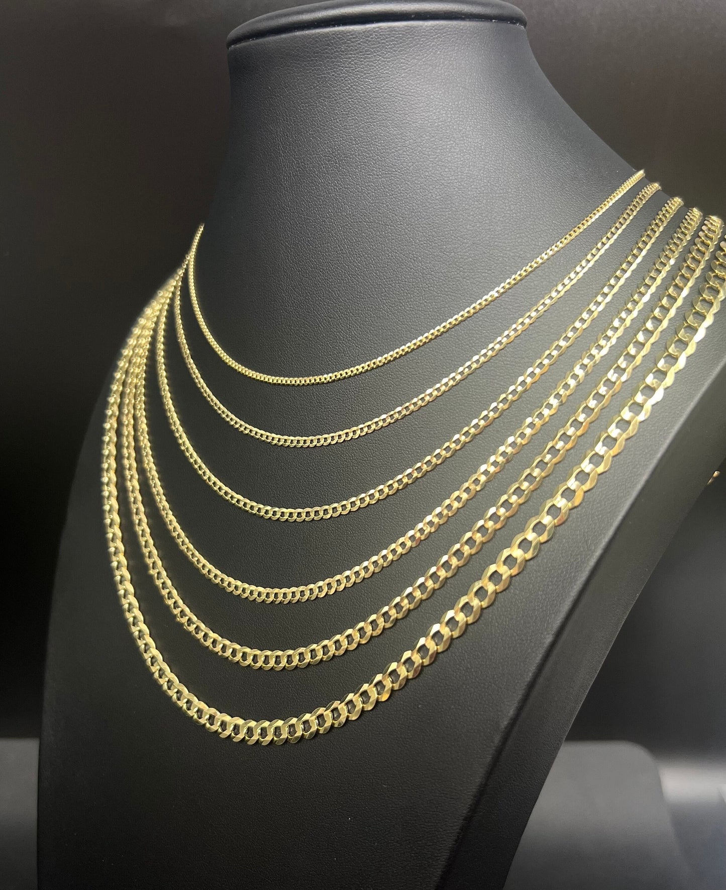 10K Real SOLID Gold Cuban Curb Link Chain, 2mm-5.8mm SOLID Cuban Curb Chain,10K SOLID Gold Chain Necklace Man and Woman,10K Heavy Chain