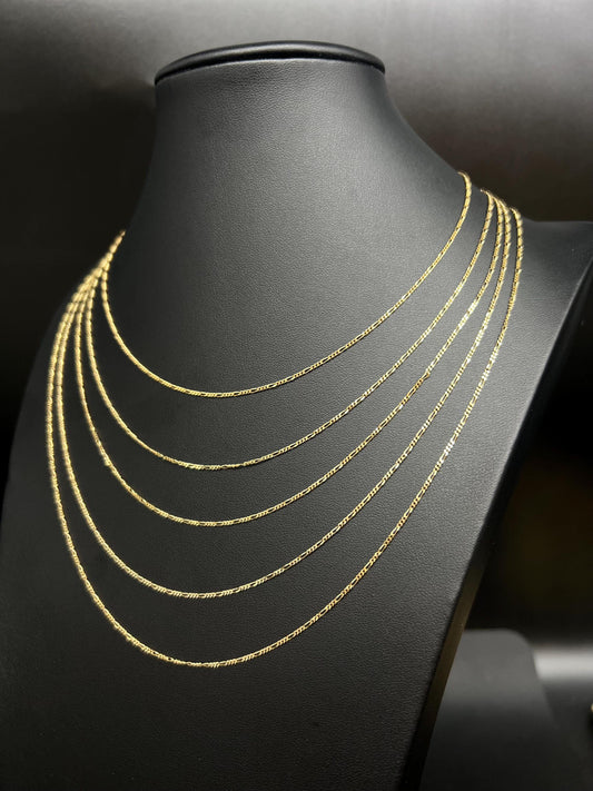 10K SOLID Yellow Gold Figaro Chain Necklace, 1 MM, 16- 24 inches, 10k Solid Figaro Chain, Real 10k Gold Chain, 10k Real Gold Figaro Necklace