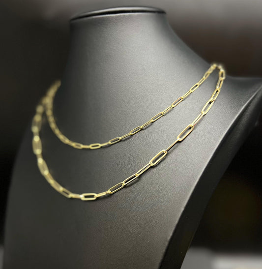 10K Real Yellow Gold Paperclip Chain Necklace and Bracelet,10k 1.2mm - 4.5mm Paperclips Chain, 10k Gold Paperclip Chain, 10K Fancy Paperclip