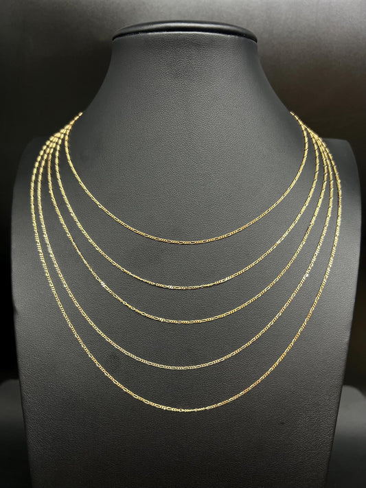 10K SOLID Yellow Gold Figaro Chain Necklace, 1 MM, 16- 24 inches, 10k Solid Figaro Chain, Real 10k Gold Chain, 10k Real Gold Figaro Necklace