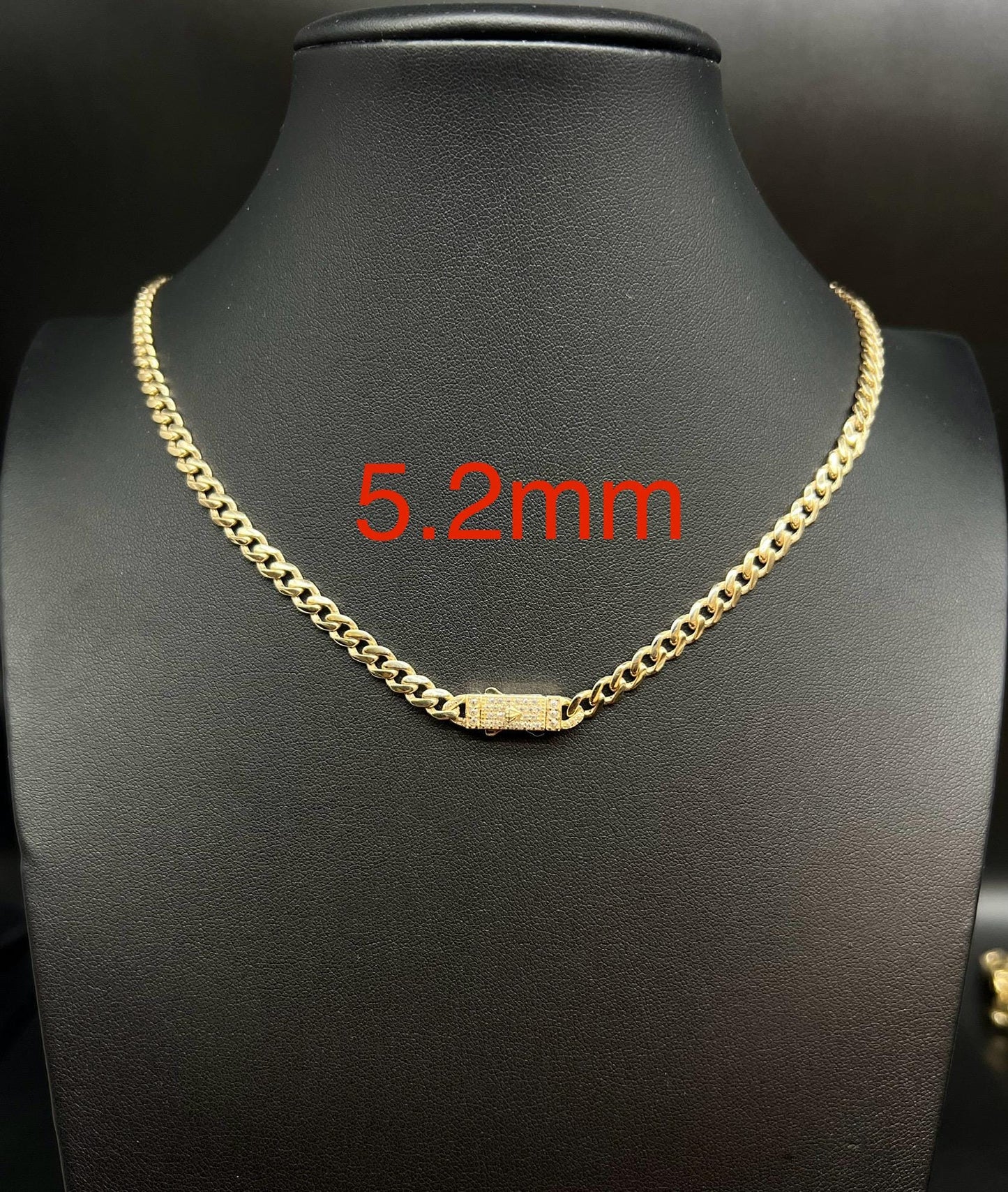 14k Real Gold Miami Cuban Link Chain with Zirconia Box Lock Necklace and Bracelet , 5.2mm - 11mm Real 14K Yellow Gold, 14k Gold Chain