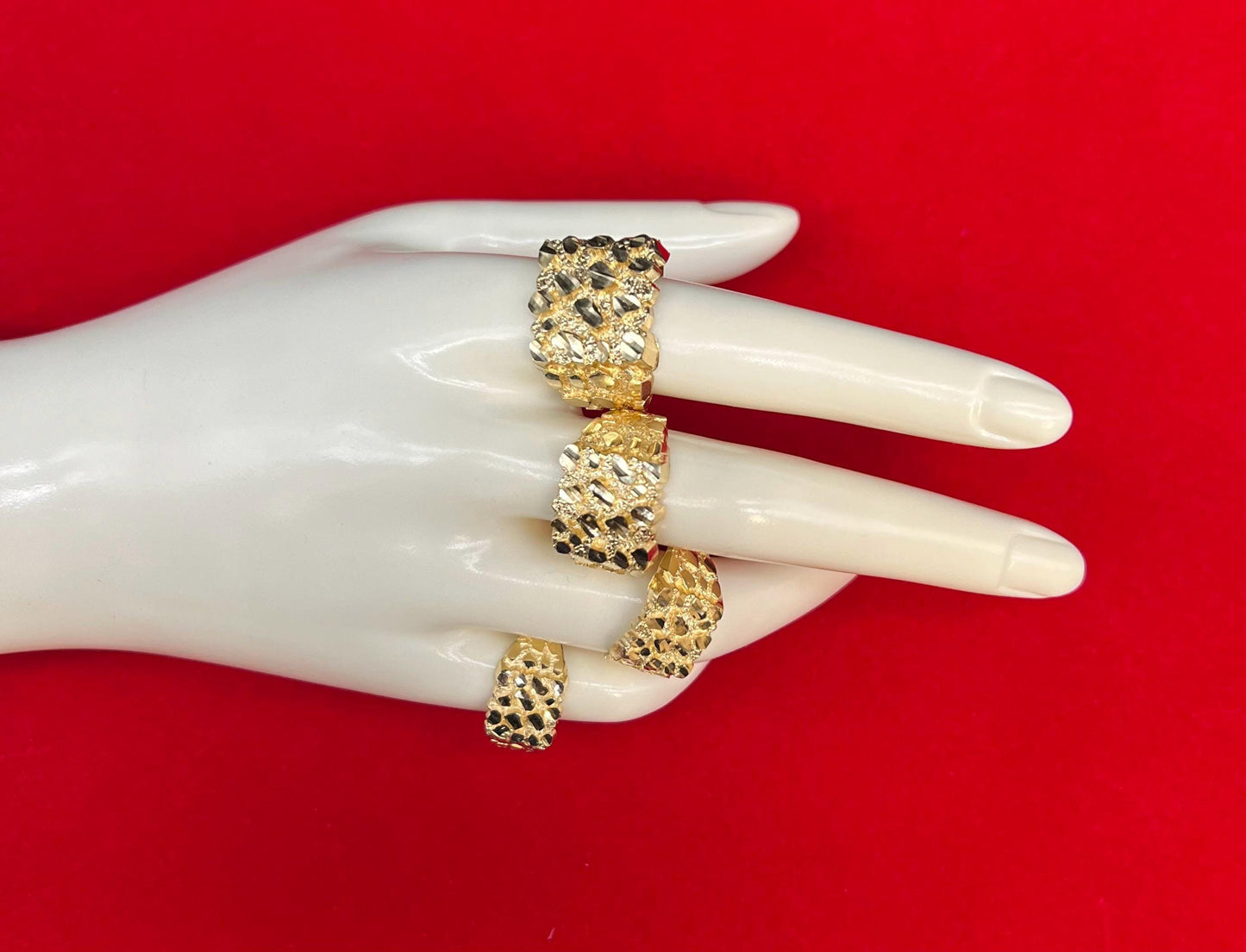 10k Real Solid Gold Square Nugget Ring, 11mm 13mm 16mm 18mm, 10k Gold Ring, 10k Gold Statement Ring, Men and Women Ring, Nugget Ring