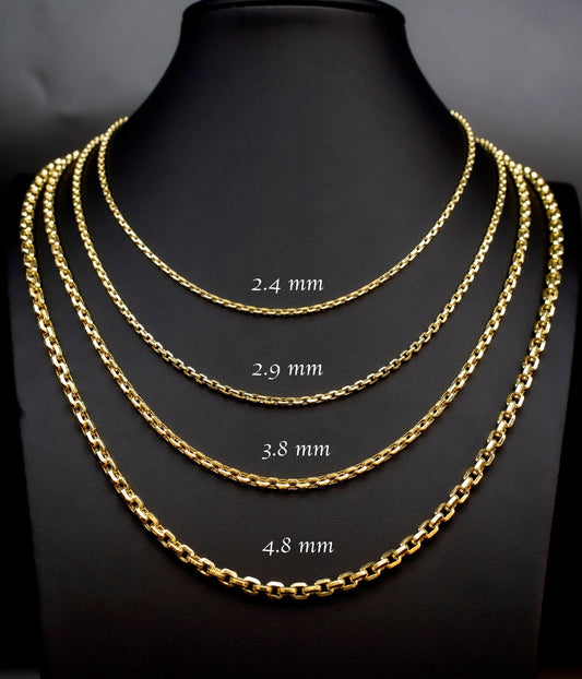 Solid 10K Real Gold Rolo Chain, 10k Diamond Cut Round Rolo Chain, 10k Rolo Necklace, 10k Chunky Round Box Chain, Women and Men Chain