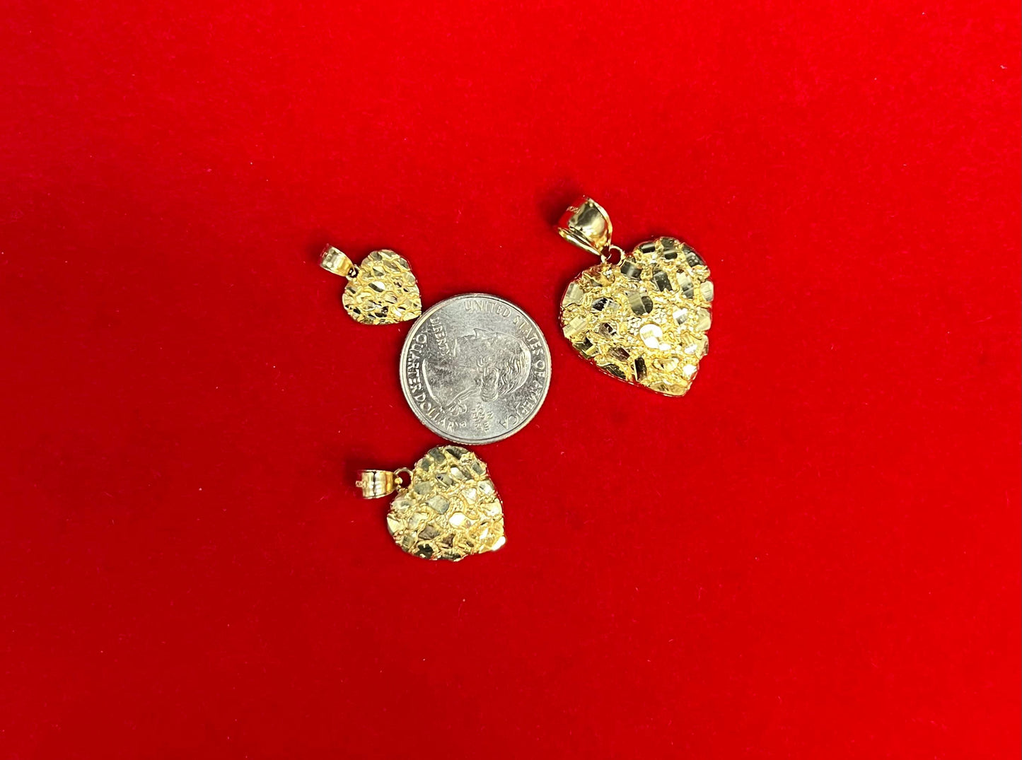 10k Real Solid Gold Heart Shape Nugget Pendant, 10k Nugget Pendant , Heart Pendant, Heart Charm, 10k Real Gold Heart Nugget Charm