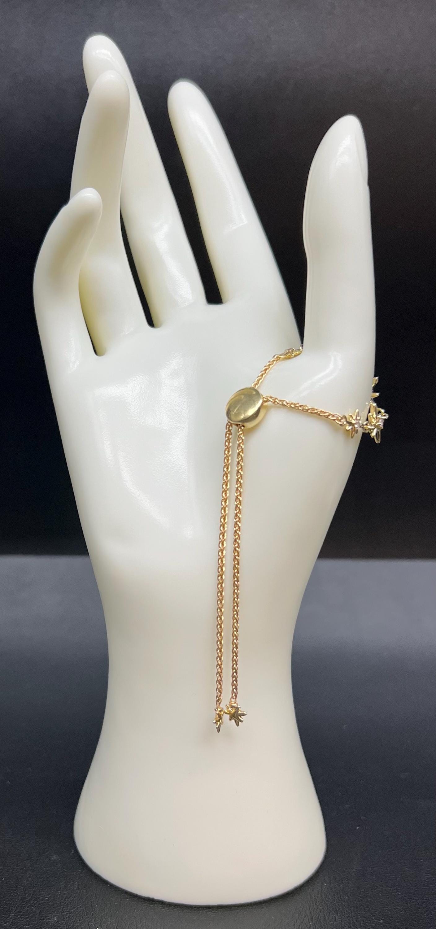 10k Solid Real Gold Star Bracelet, Real Diamond Star Bracelet, Dainty Bracelet, 10k Solid Gold Natural Diamond Star Bracelet