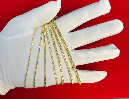 10K Real Gold Franco Chain Bracelets, 1.6mm - 4mm Real 10K Yellow Gold Franco Chain Bracelet, 10k Gold Franco Chain