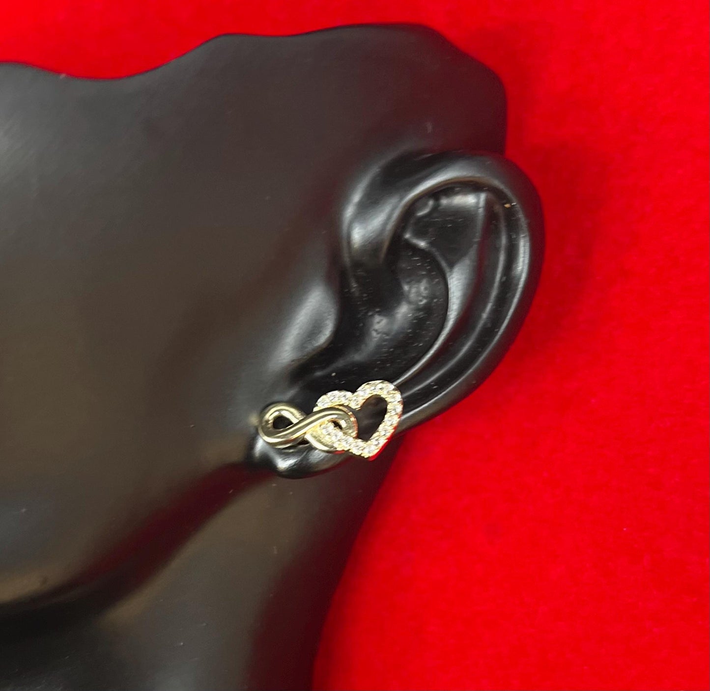 14K Solid Gold Infinity Heart Earrings, Real Gold Love Earrings, Heart Infinity Stud Earrings, Dainty Gold Earrings for Women