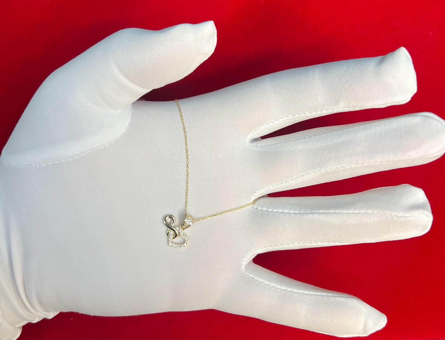 14k Real Gold Infinity Heart Necklace,14K Real SOLID Gold Infinity Heart Charm, 14k Real Gold 1 mm Cable  Chain Necklace, Valentine's day