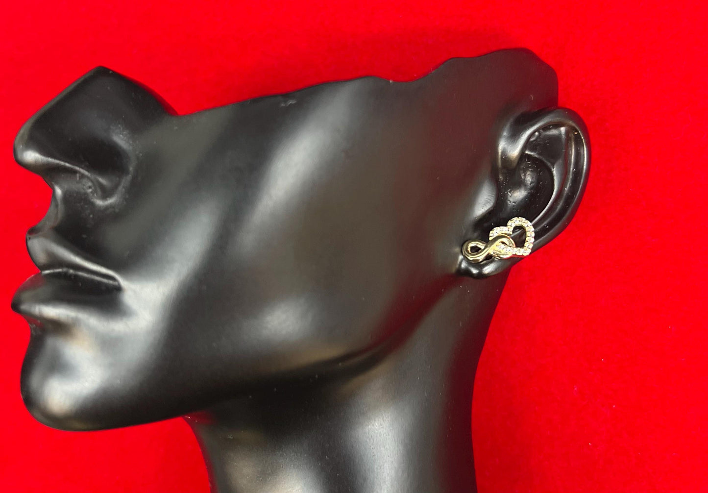 14K Solid Gold Infinity Heart Earrings, Real Gold Love Earrings, Heart Infinity Stud Earrings, Dainty Gold Earrings for Women