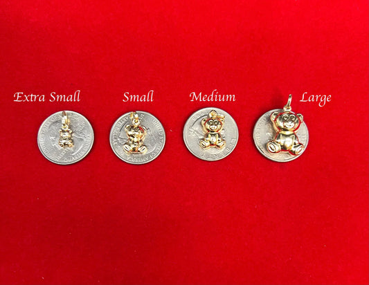 14K Real SOLID Gold Puffed Teddy Bear, 14k Real Gold 1.3mm Cable  Chain Necklace,14k Gold Puffed Teddy Bear, 14k Real Gold Pendants Necklace