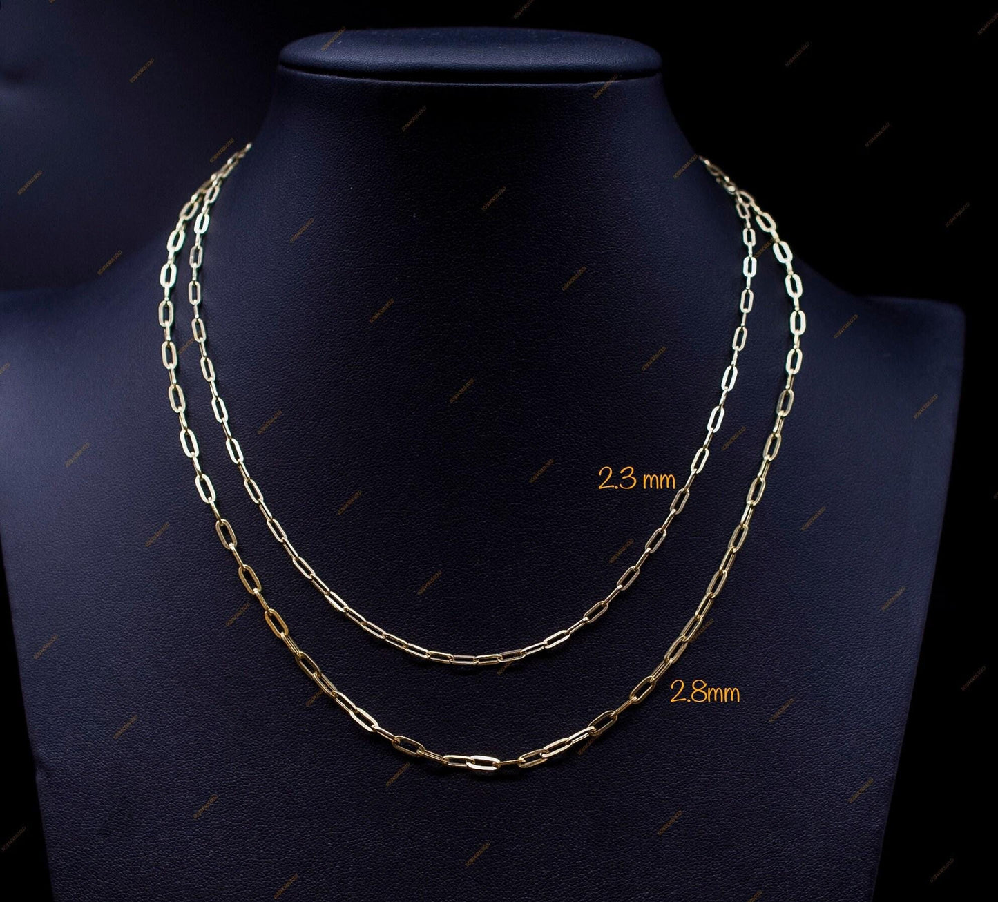 14k Yellow Gold Fancy Paperclip Chain, 14k Gold Paperclip Bracelet, 14k Real Gold Paperclips Necklace, 14k Gold 1.8mm-5.8mm Women Chain