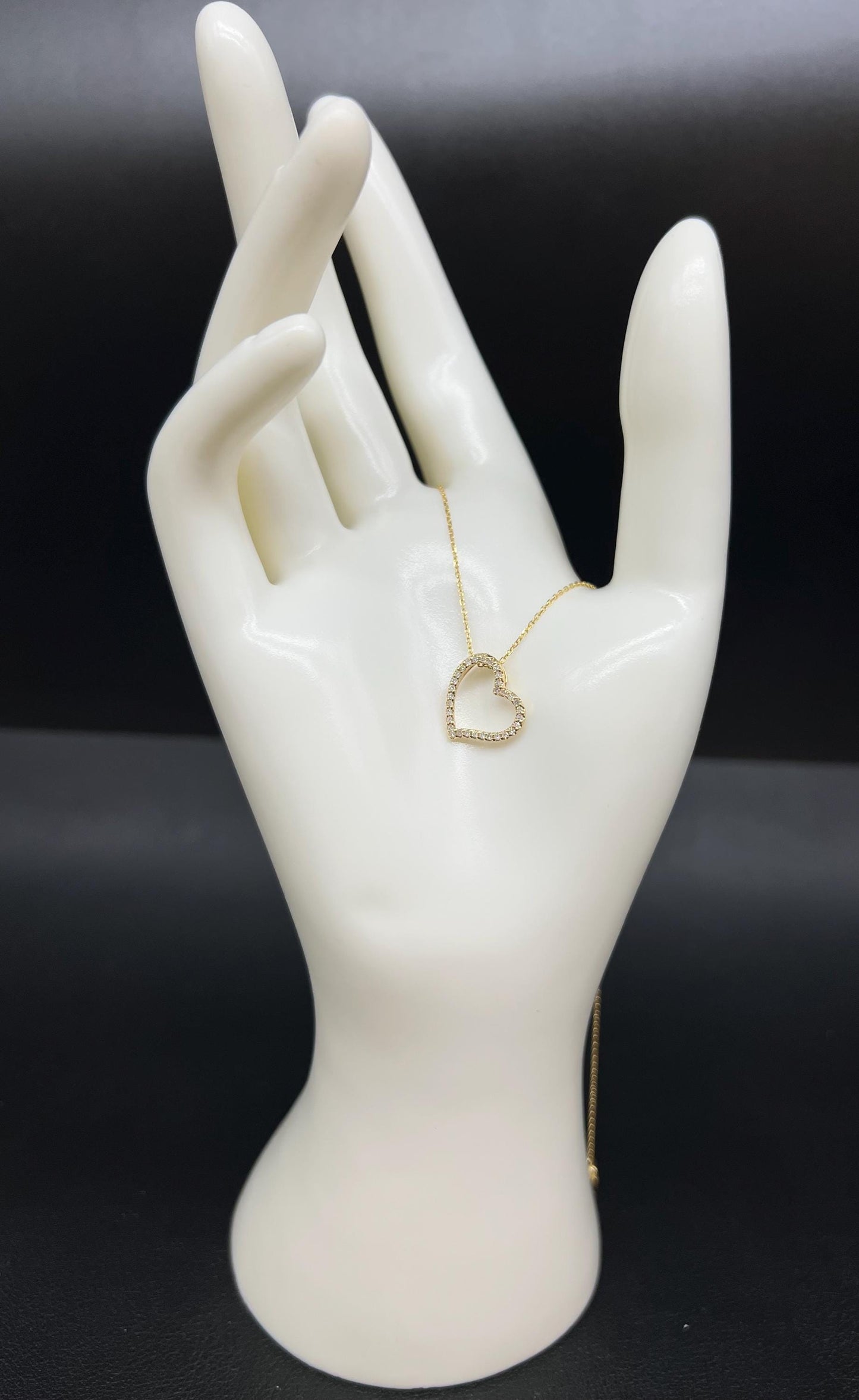 14k Solid Gold Natural Diamond Heart Necklace, 14K Gold Diamond Necklace , 14K Yellow Gold Heart Necklace, 14k Real Diamond Women Necklace