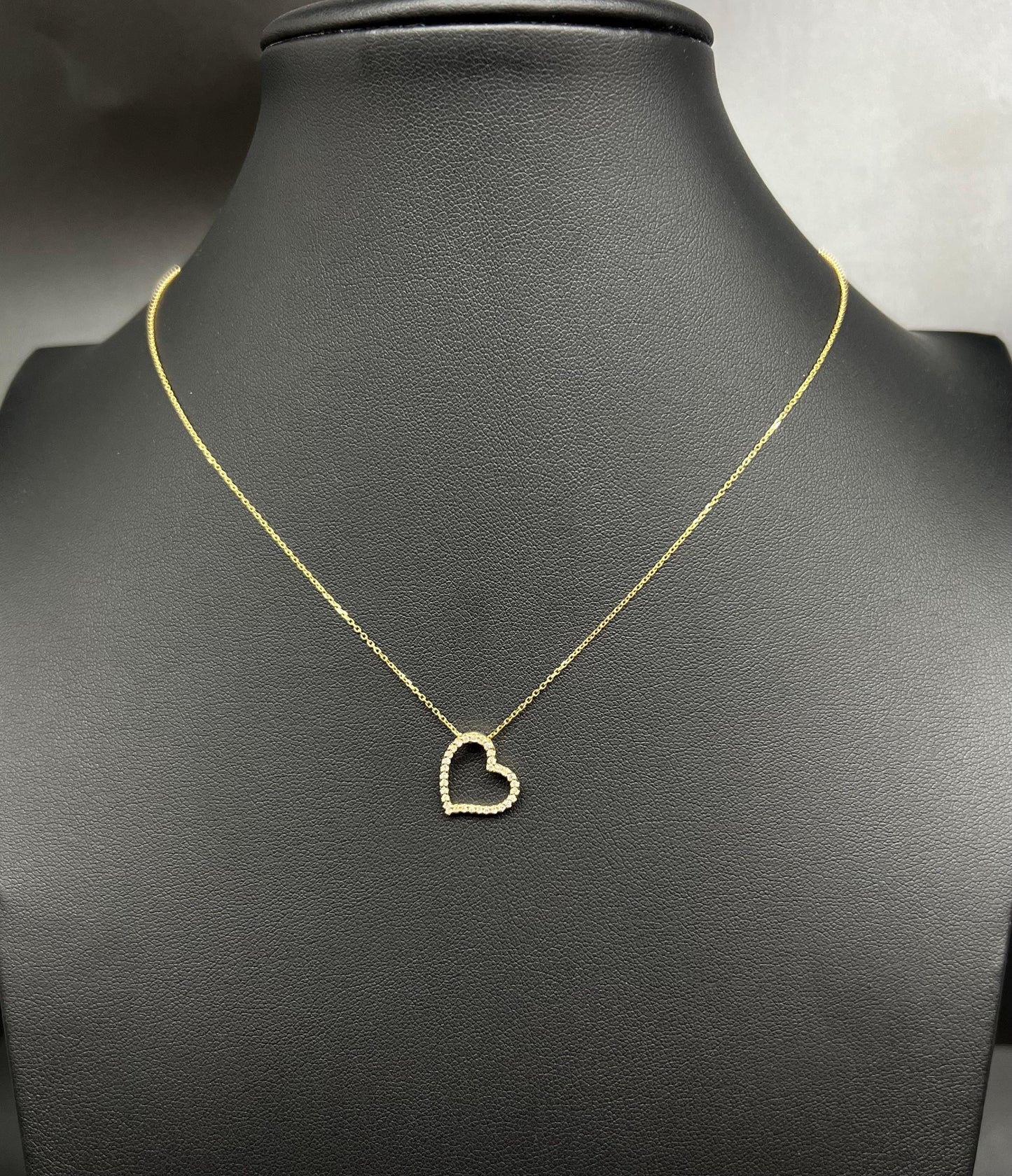 14k Solid Gold Natural Diamond Heart Necklace, 14K Gold Diamond Necklace , 14K Yellow Gold Heart Necklace, 14k Real Diamond Women Necklace